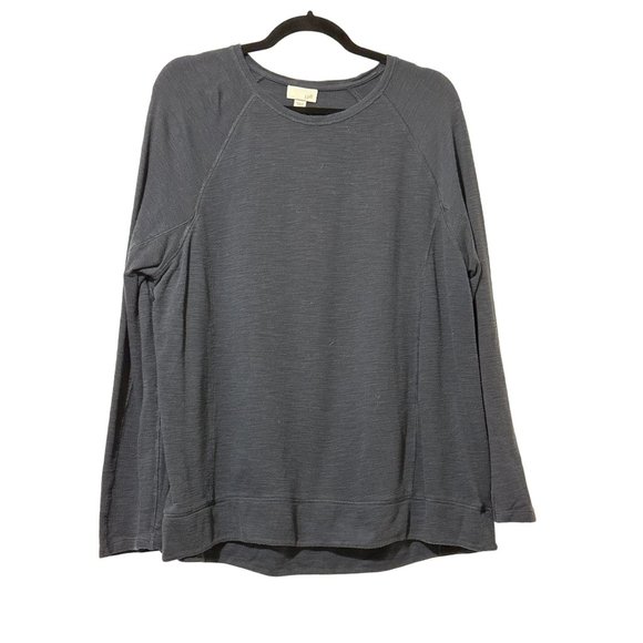 J. Jill size L cotton blend navy blue long sleeve princess seams top - Picture 1 of 6